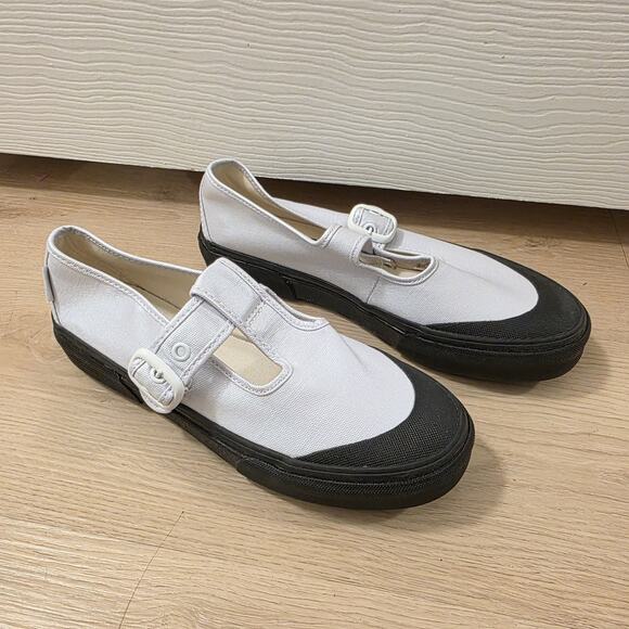 Vans Black White Shimmery Canvas Classic Mary Jane T-Strap Sneakers Size 8 - Picture 4 of 9